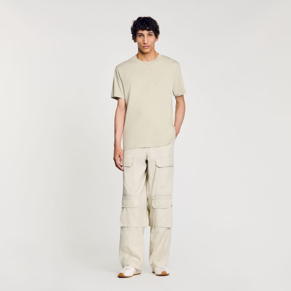 Sandro / Cotton T-shirt with logo Light Kaki.