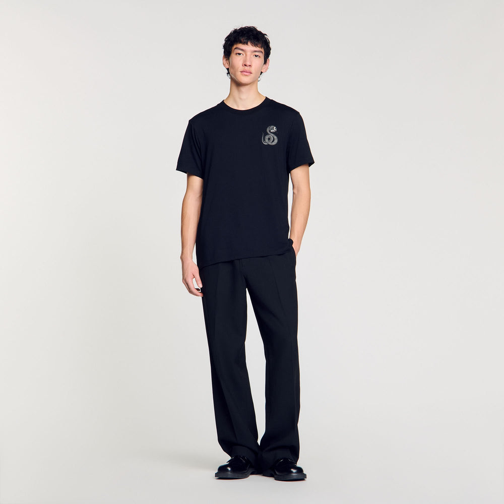 Sandro / T-shirt with snake detail Black