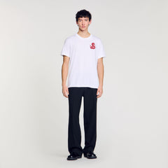Sandro / T-shirt with snake detail Optic White