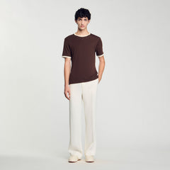 Sandro / Two-tone patch T-shirt Moka.
