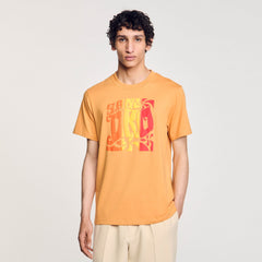 Sandro / Wave print cotton T-shirt Mandarin.