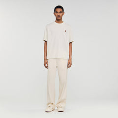 Sandro / Leather logo T-shirt Butter Cream