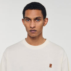 Sandro / Leather logo T-shirt Butter Cream