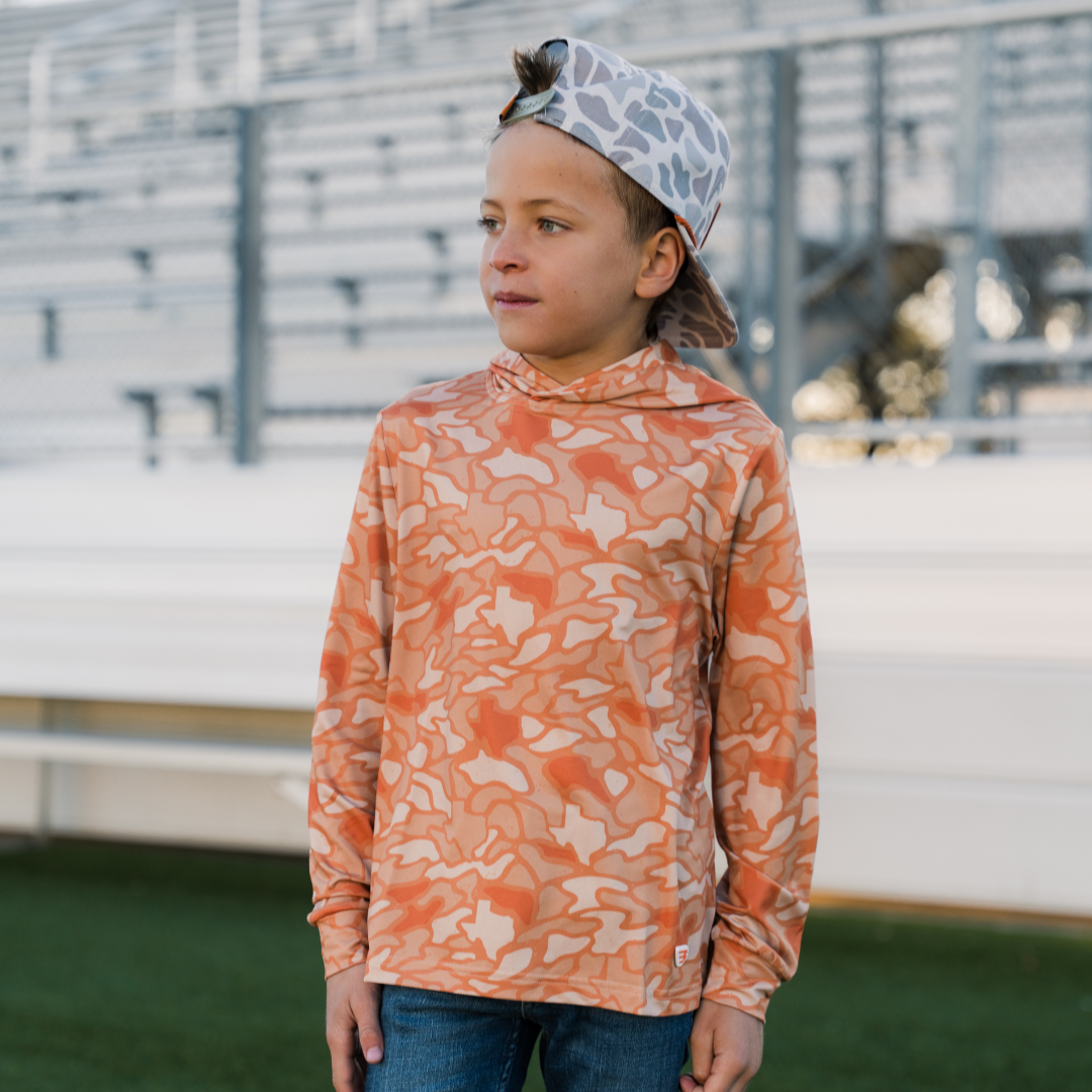Burlebo Youth Orange Camo Performance Hoodie