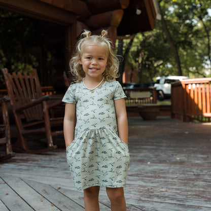 Burlebo Youth Moxie Dress | Flying Ducks Green