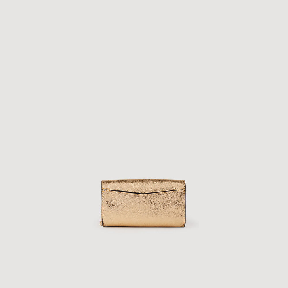 Sandro / Gold leather clutch bag Gold