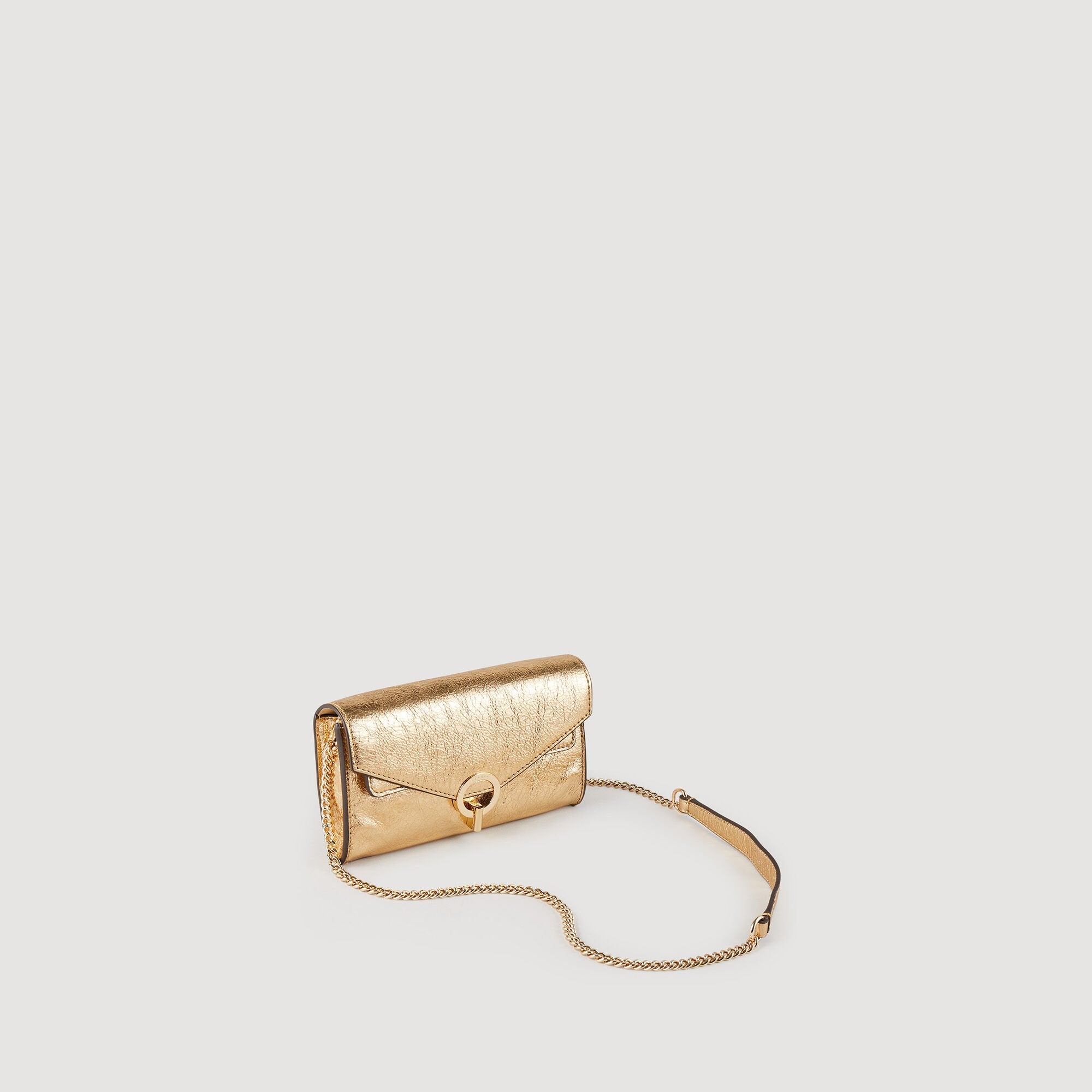 Sandro / Gold leather clutch bag Gold