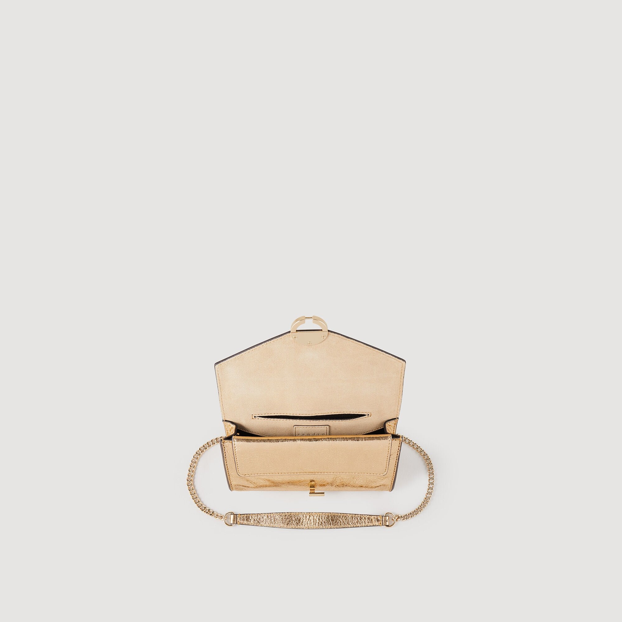 Sandro / Gold leather clutch bag Gold
