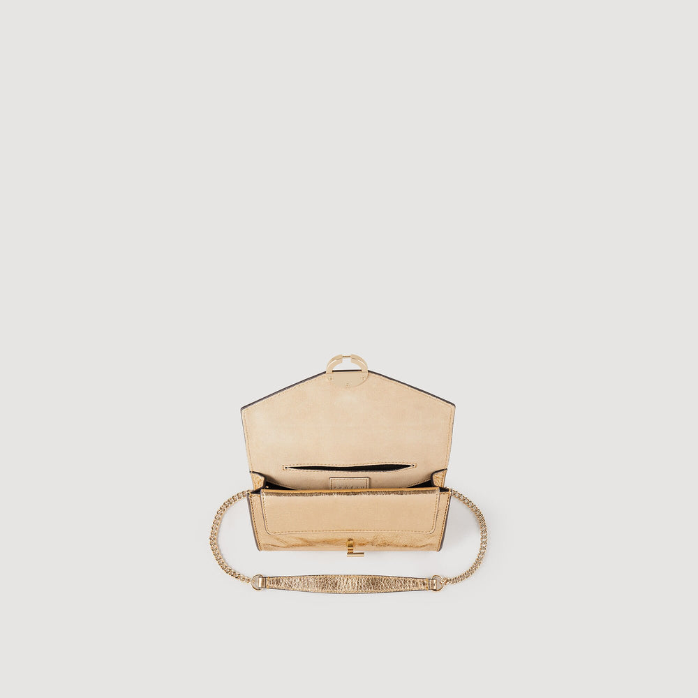 Sandro / Gold leather clutch bag Gold