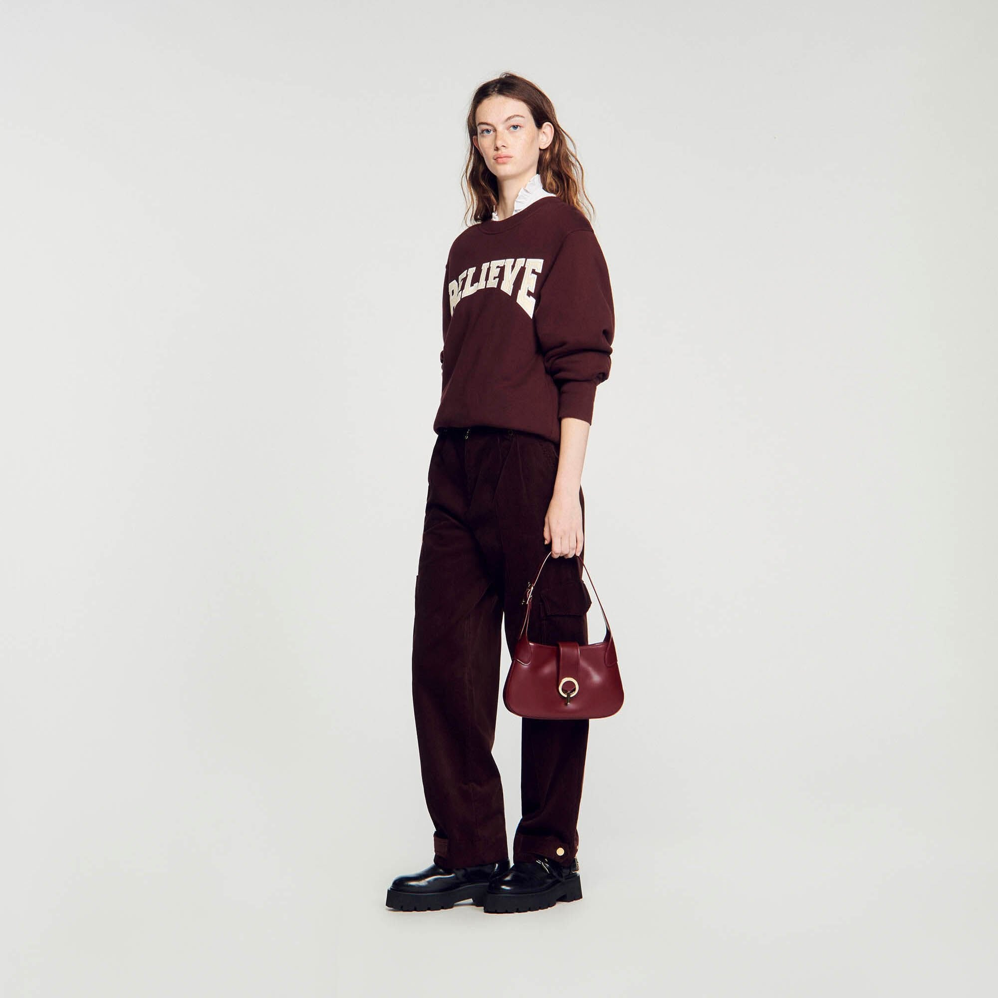 Sandro / Janet bag in certified leather Bordeaux