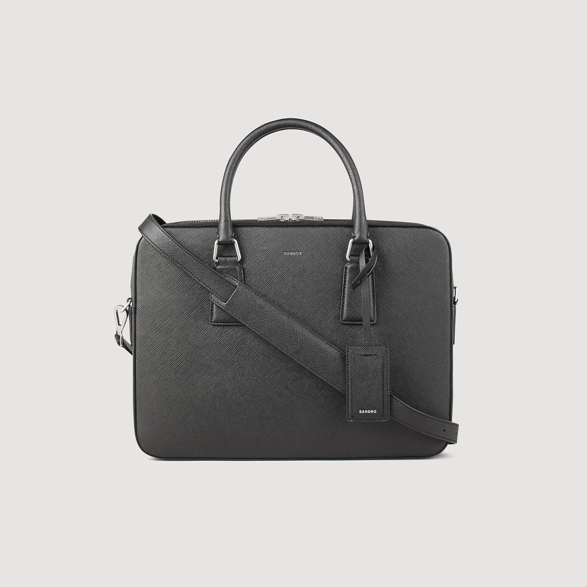 Sandro / Reconstituted leather briefcase Black