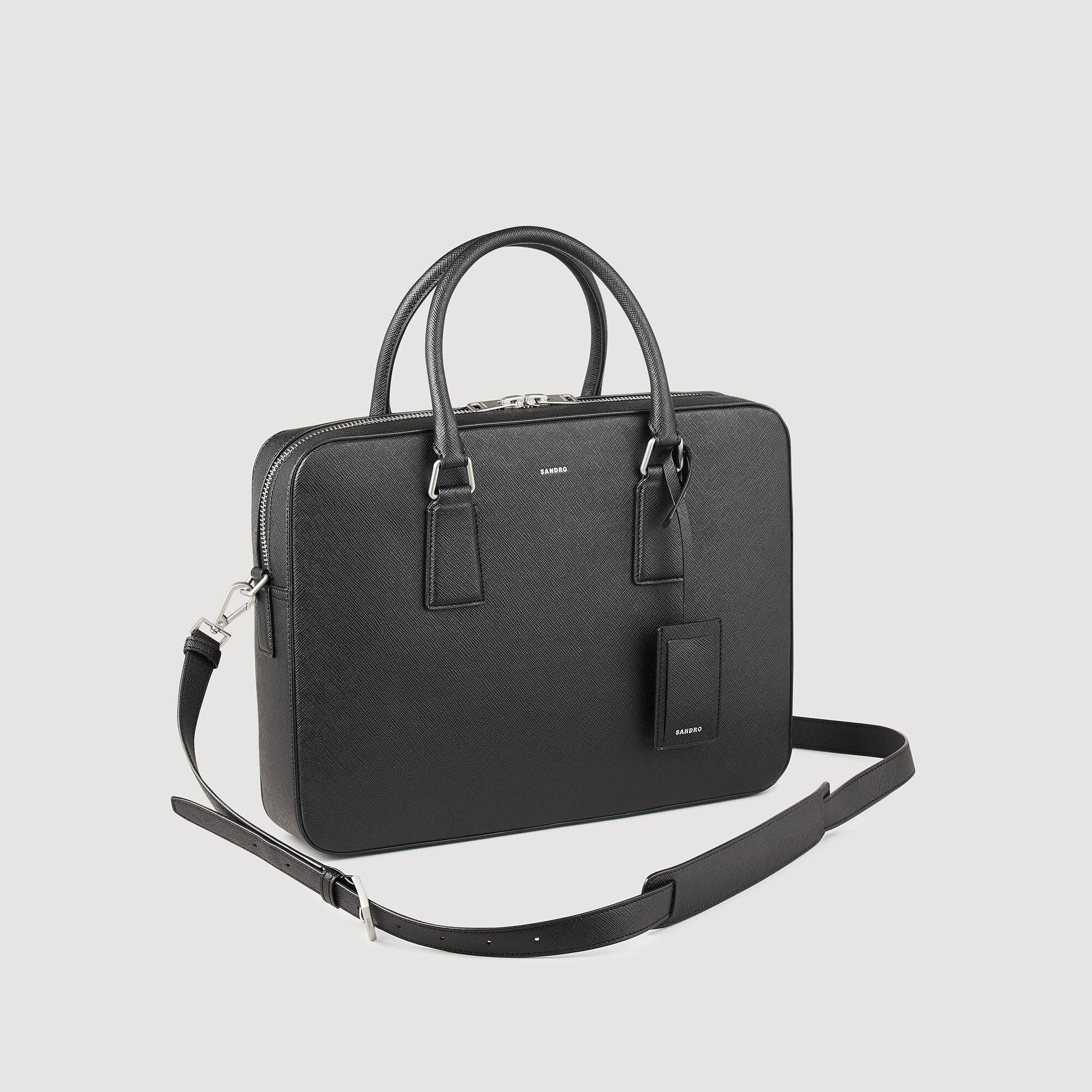 Sandro / Reconstituted leather briefcase Black