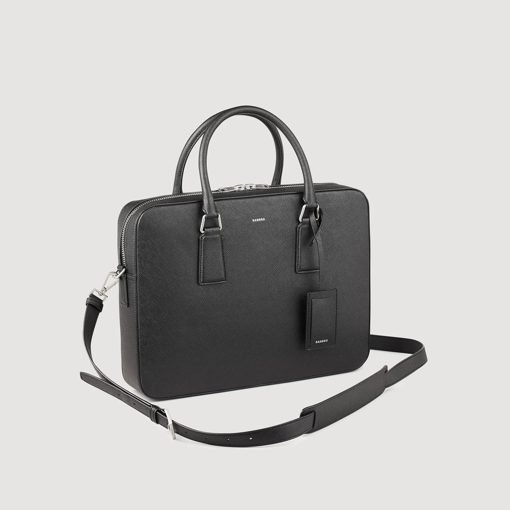 Sandro / Reconstituted leather briefcase Black