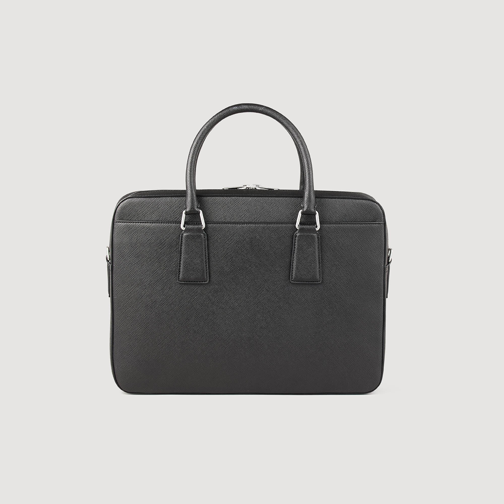 Sandro / Reconstituted leather briefcase Black
