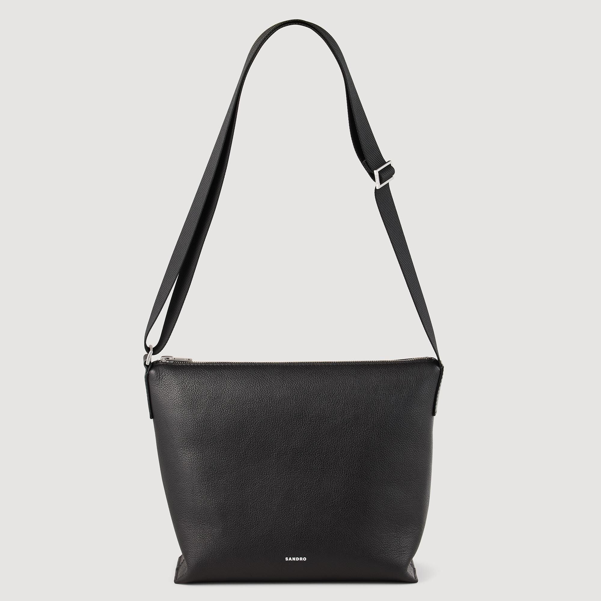 Sandro / Grained leather satchel Black