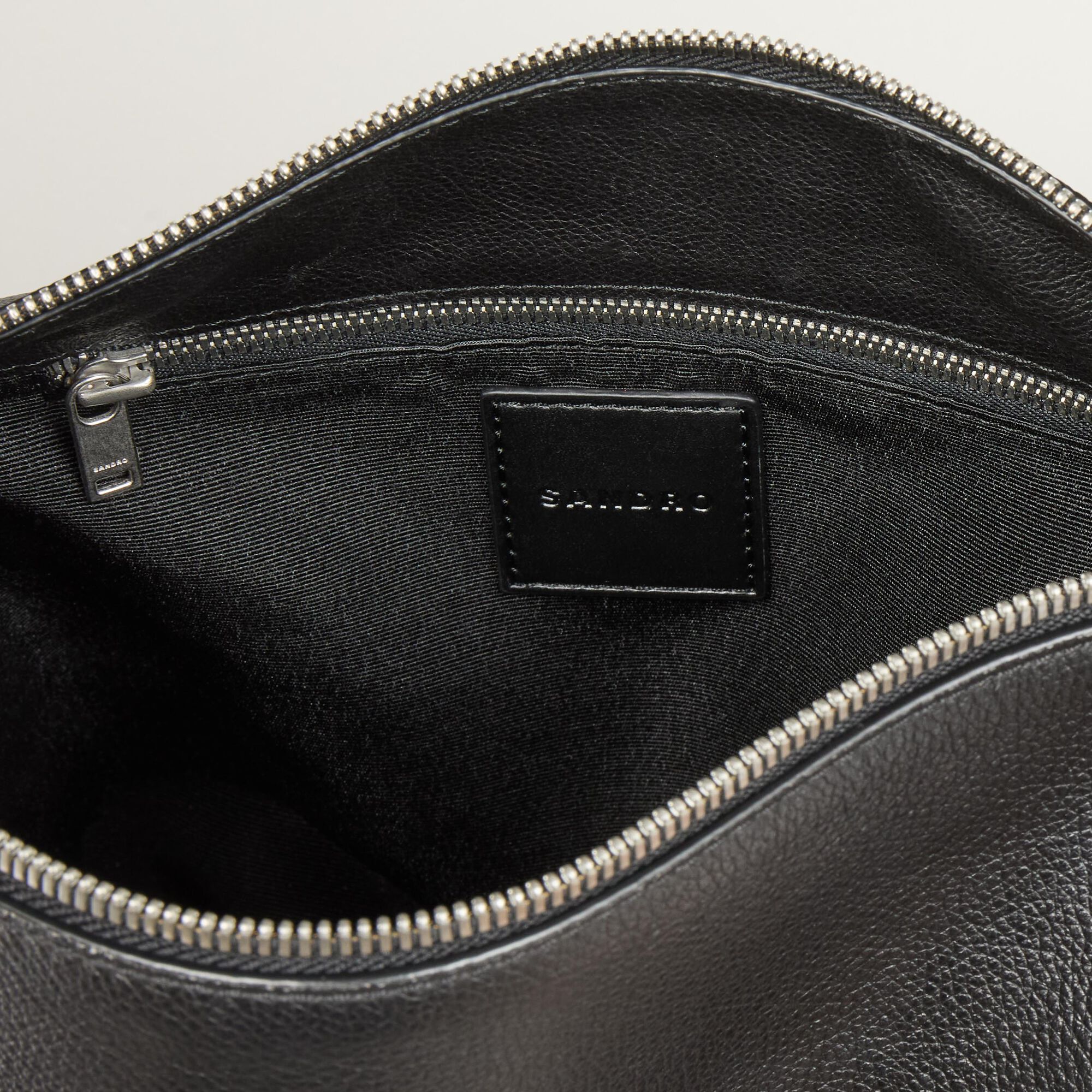 Sandro / Grained leather satchel Black