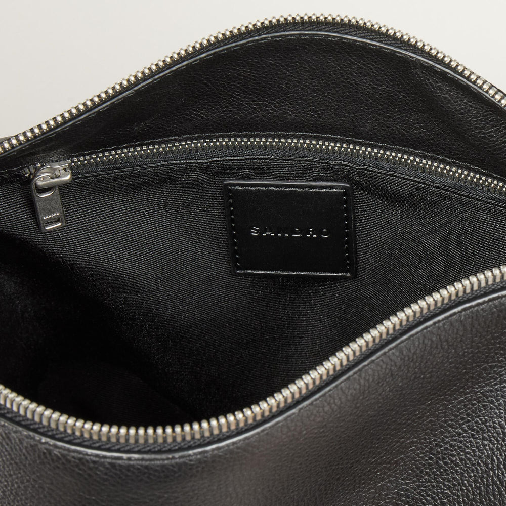 Sandro / Grained leather satchel Black