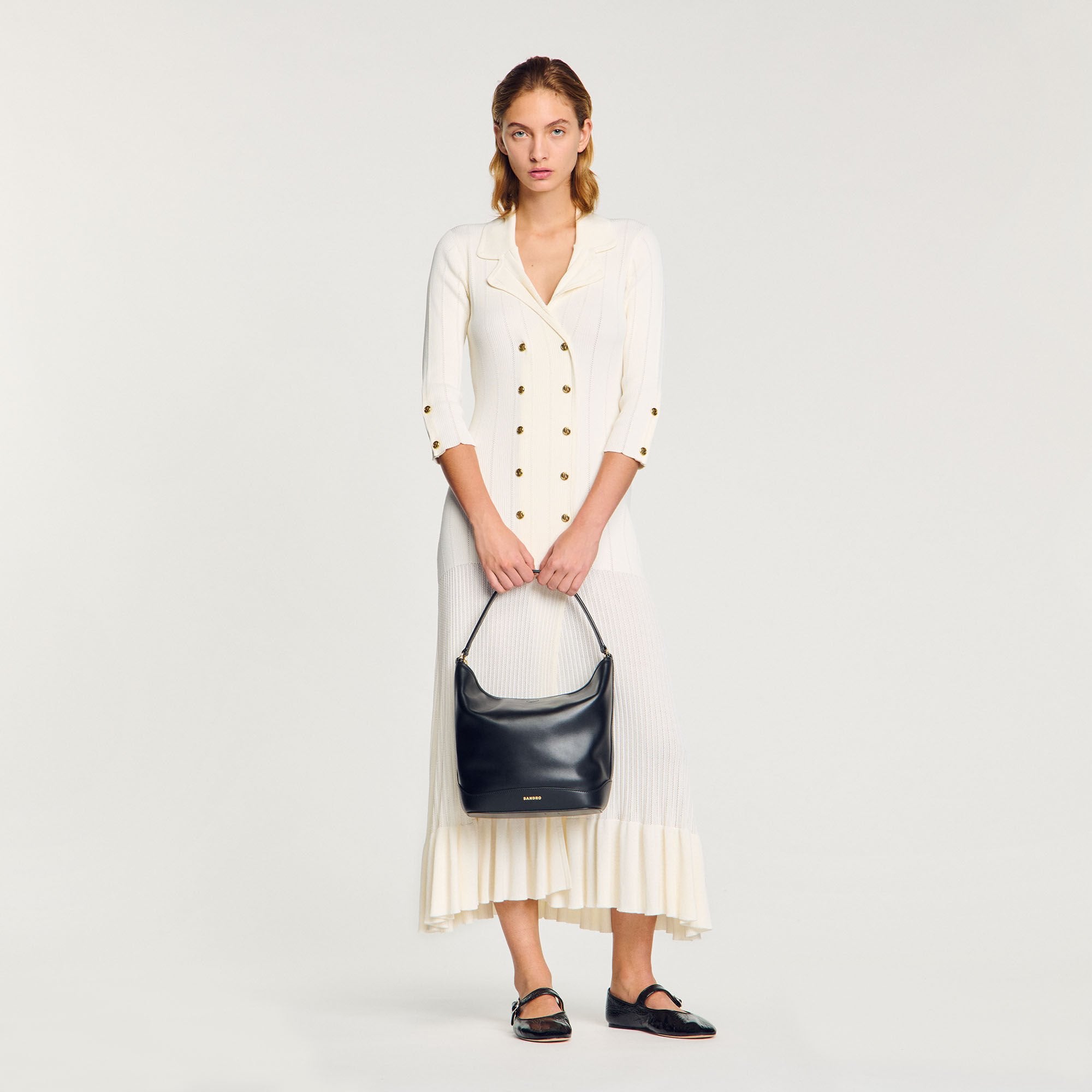 Sandro / TANGOSO leather bucket bag Black