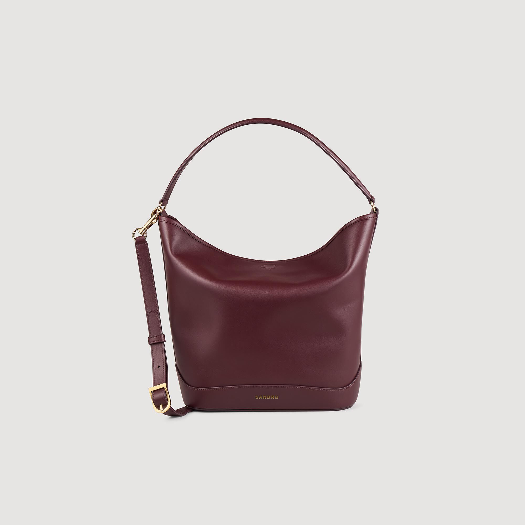 Sandro / TANGOSO leather bucket bag Bordeaux