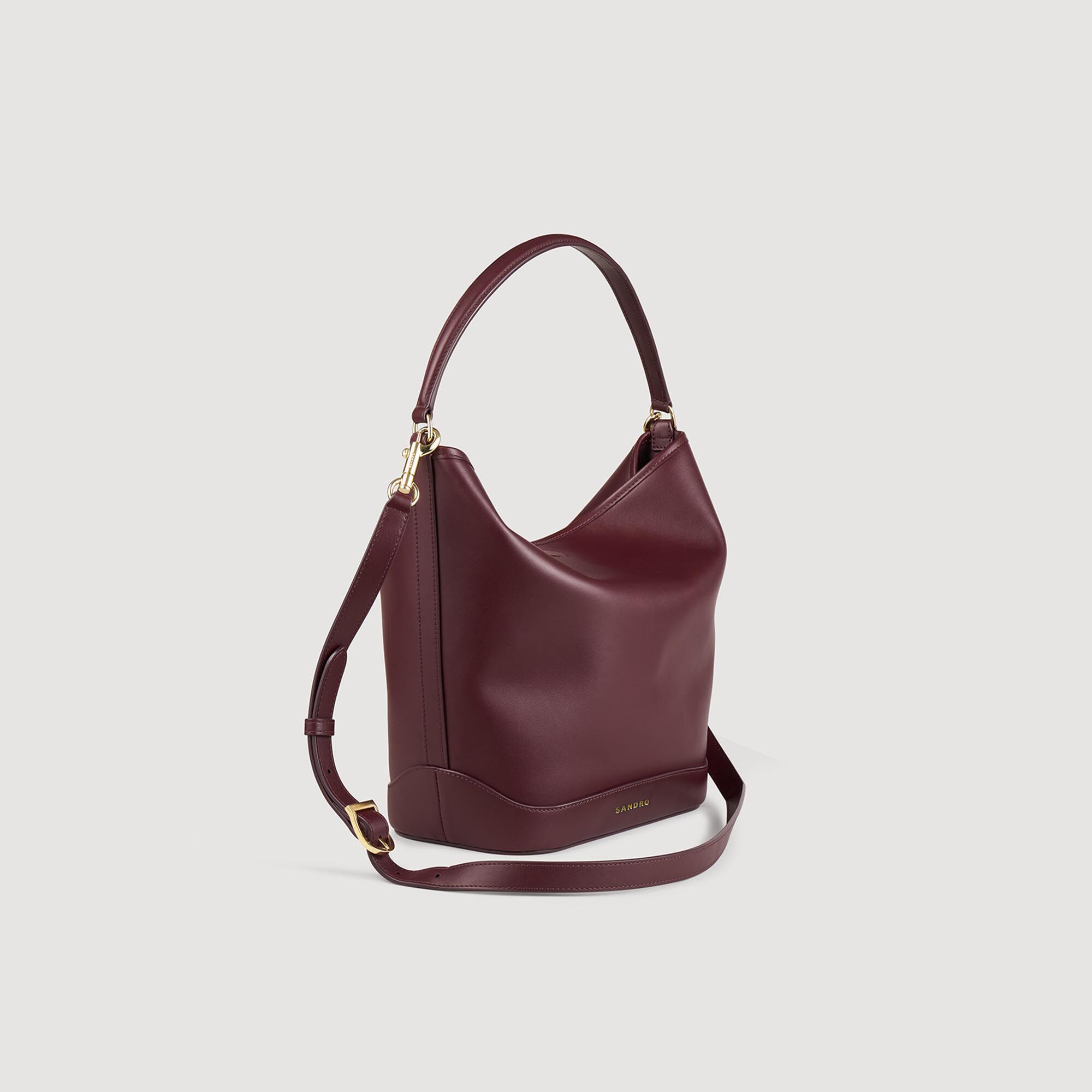 Sandro / TANGOSO leather bucket bag Bordeaux