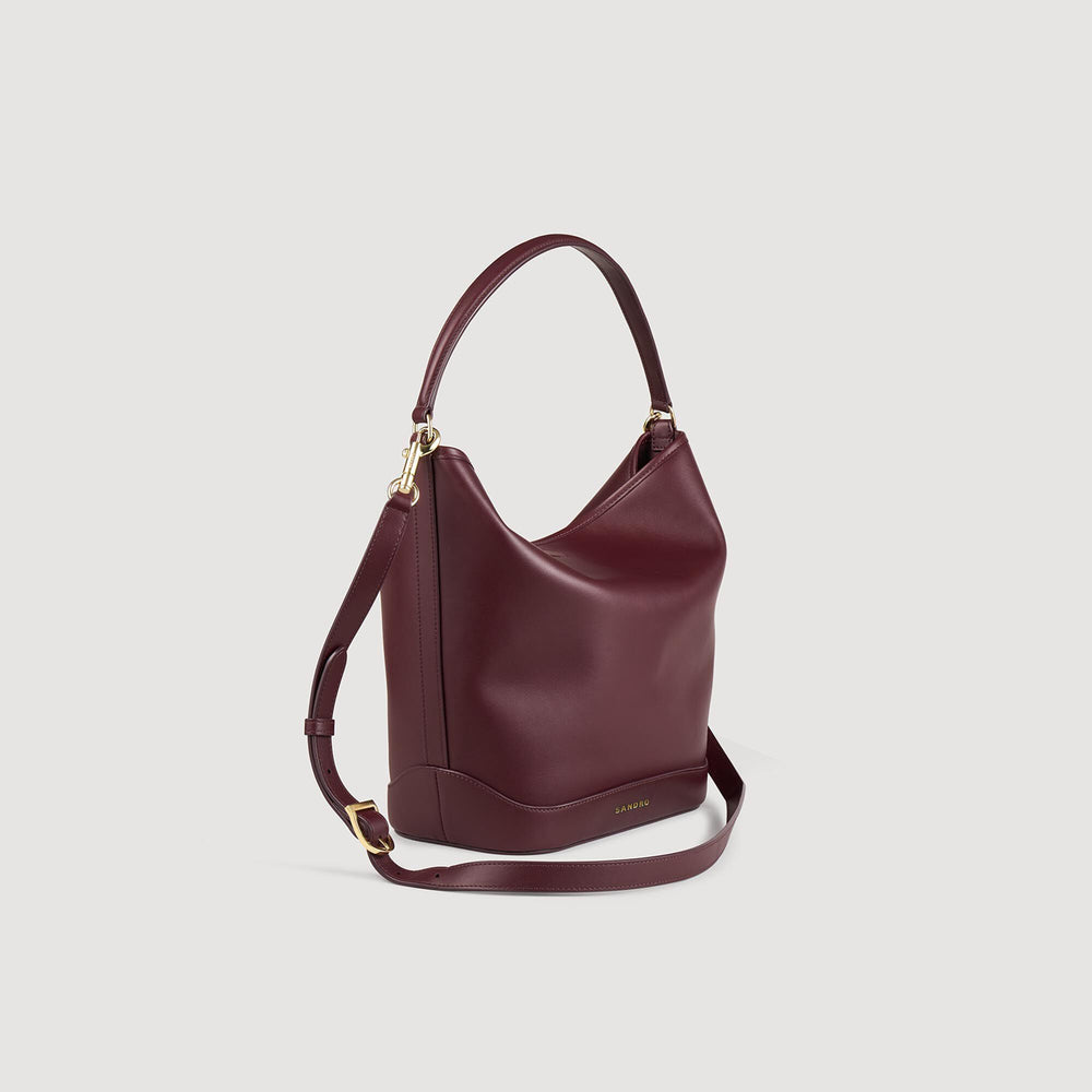 Sandro / TANGOSO leather bucket bag Bordeaux