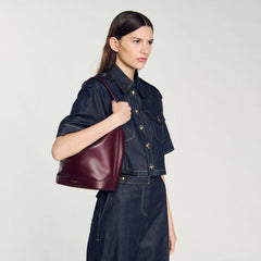 Sandro / TANGOSO leather bucket bag Bordeaux