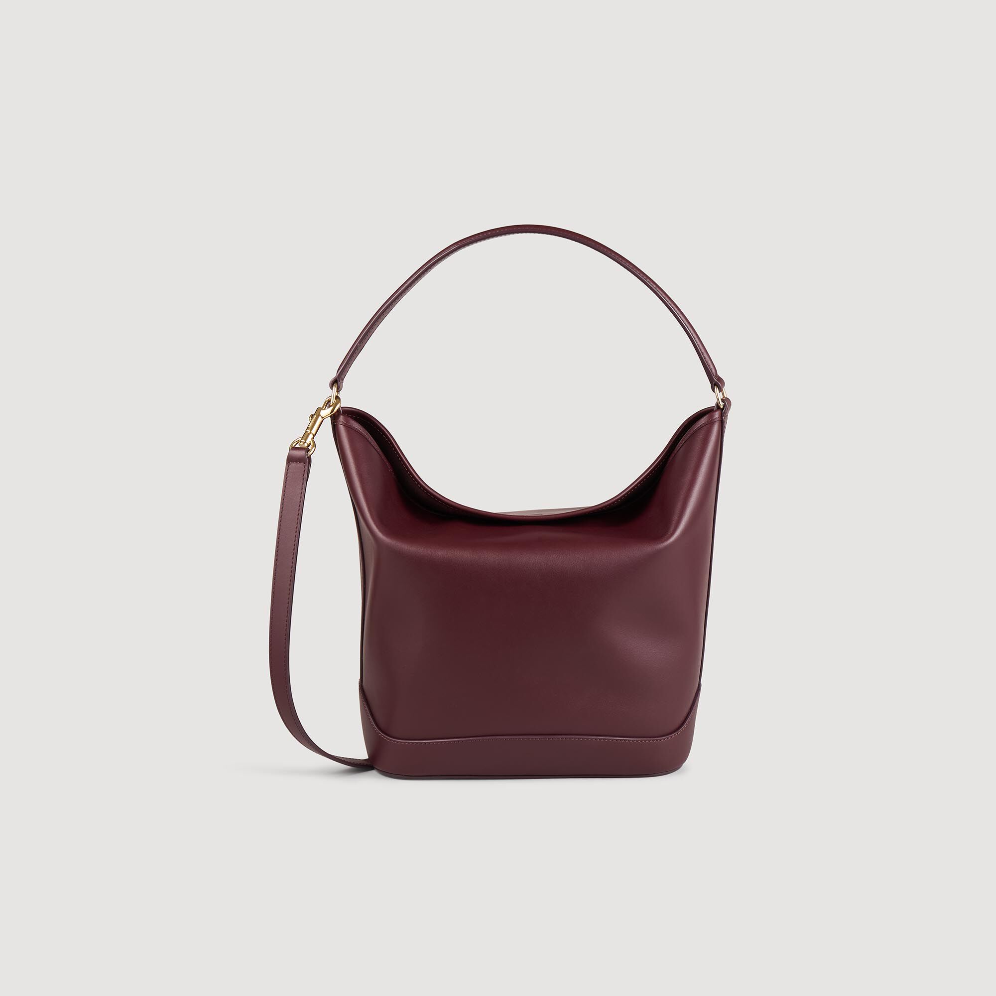 Sandro / TANGOSO leather bucket bag Bordeaux