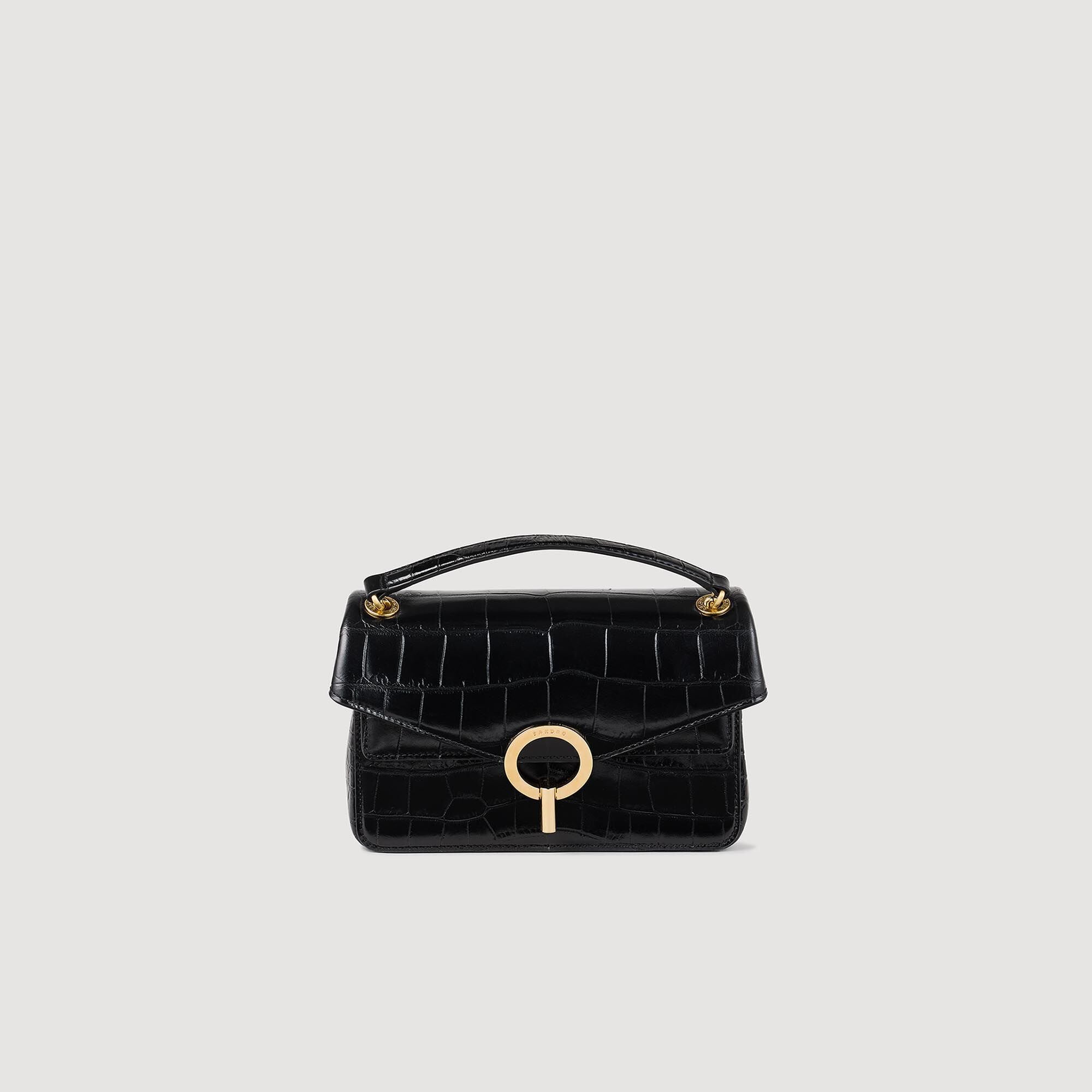 Sandro / Mock croc leather Yza bag Black