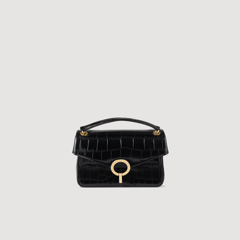 Sandro / Mock croc leather Yza bag Black