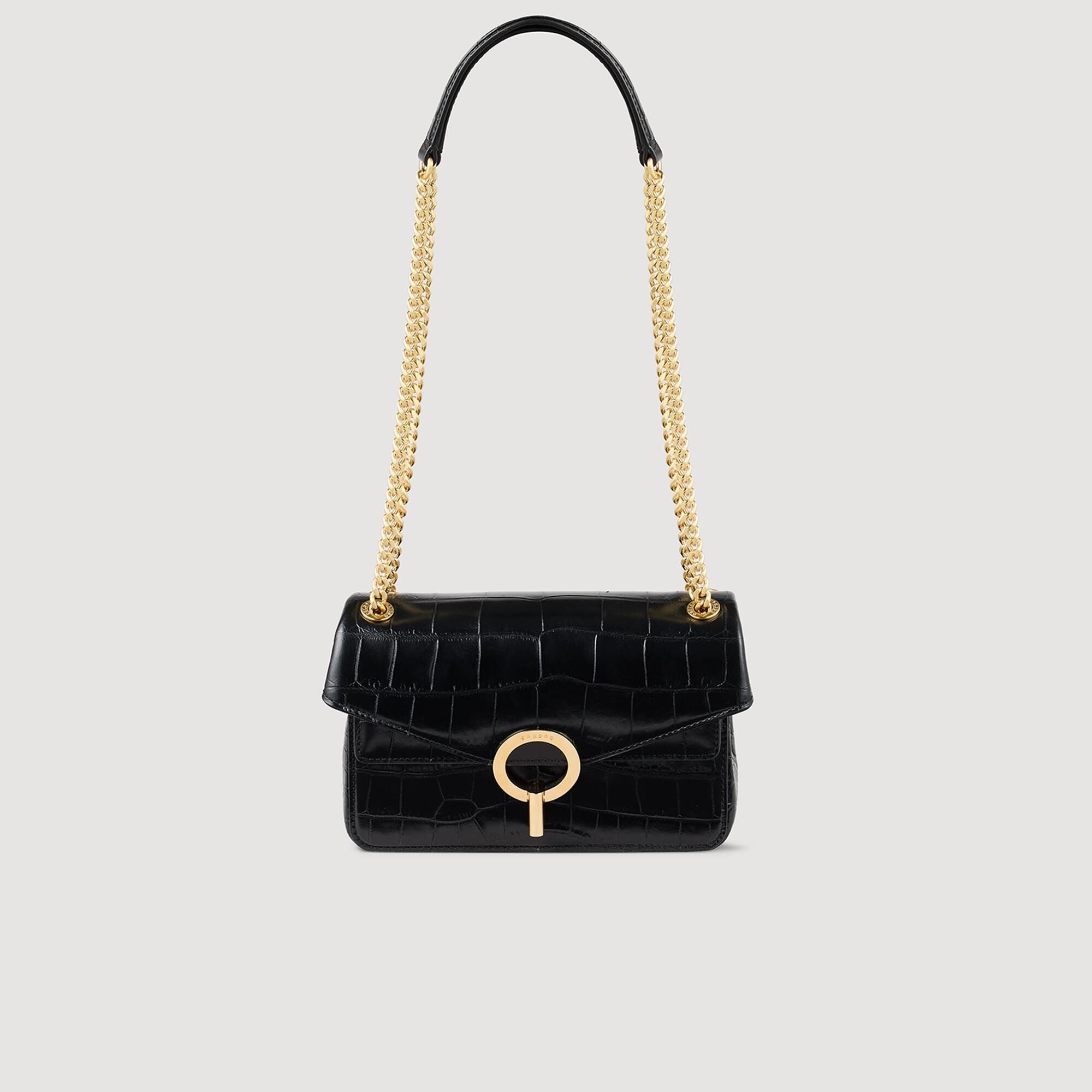 Sandro / Mock croc leather Yza bag Black