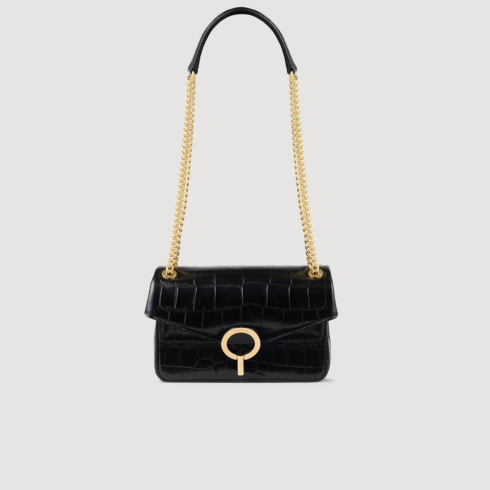 Sandro / Mock croc leather Yza bag Black