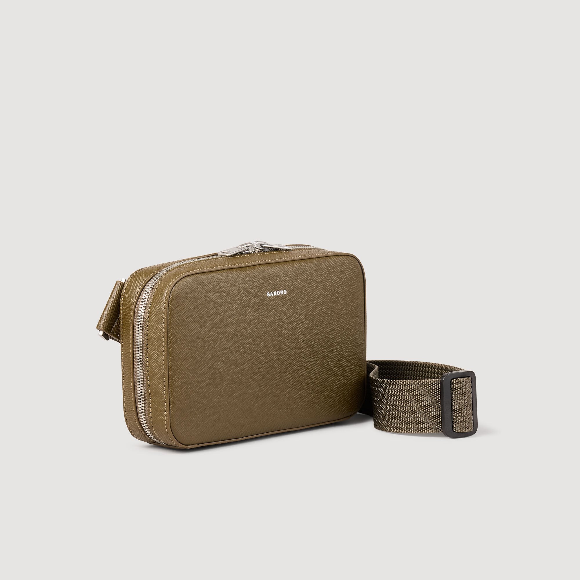 Sandro / Small reconstitued leather bag Olive Green.