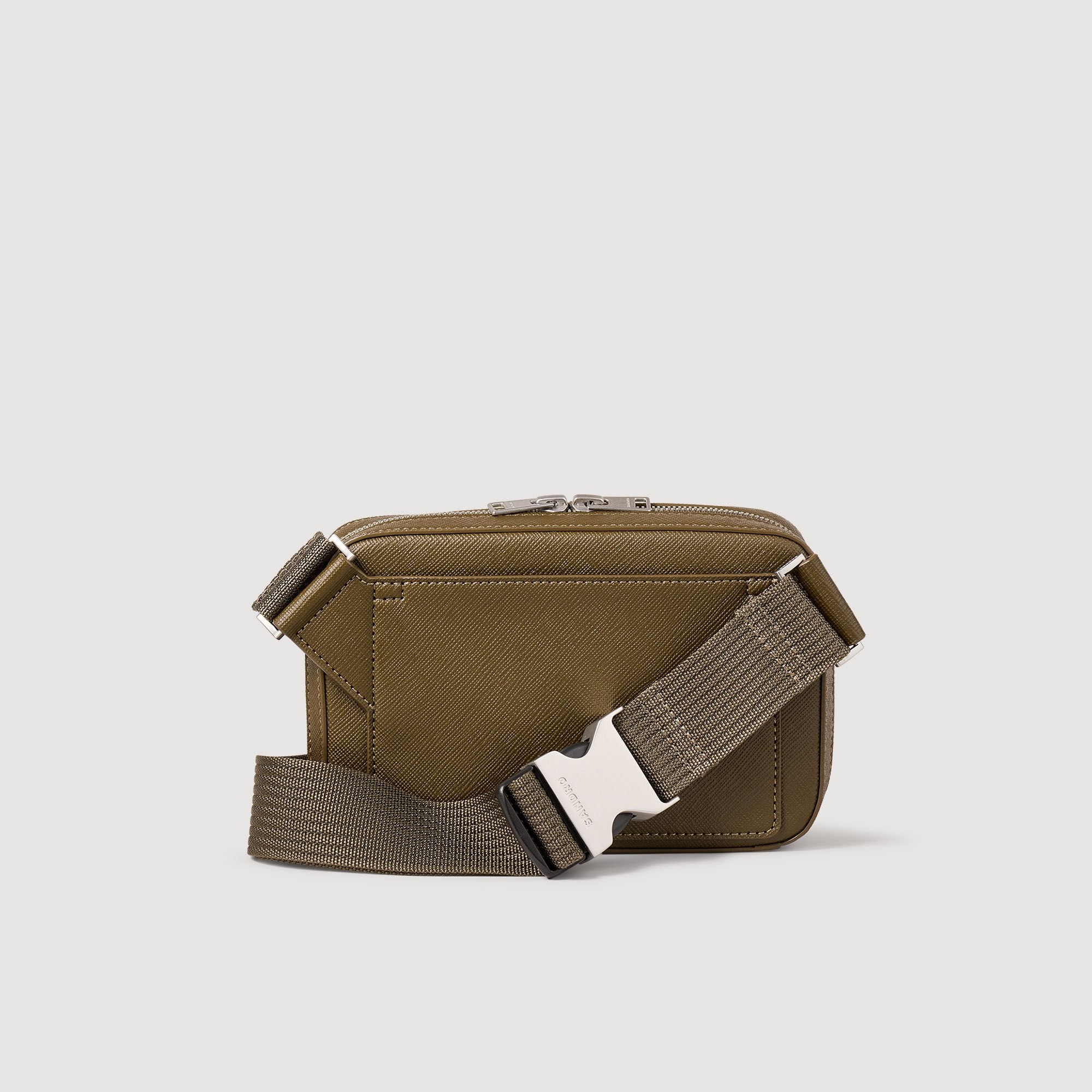 Sandro / Small reconstitued leather bag Olive Green.
