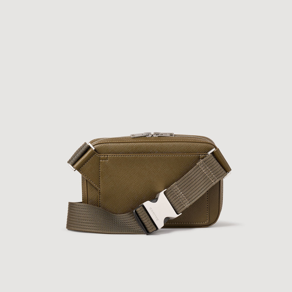 Sandro / Small reconstitued leather bag Olive Green.