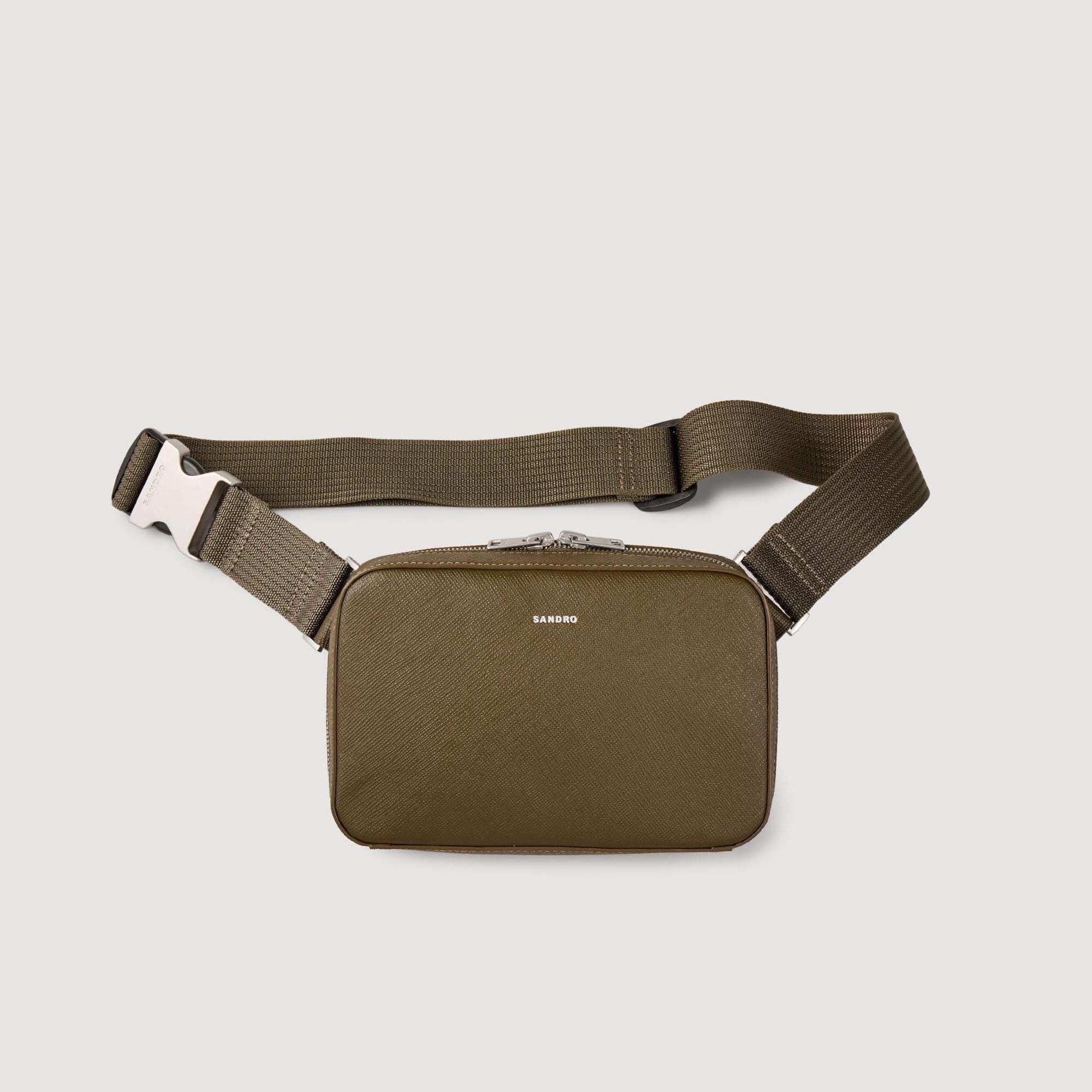 Sandro / Small reconstitued leather bag Olive Green.