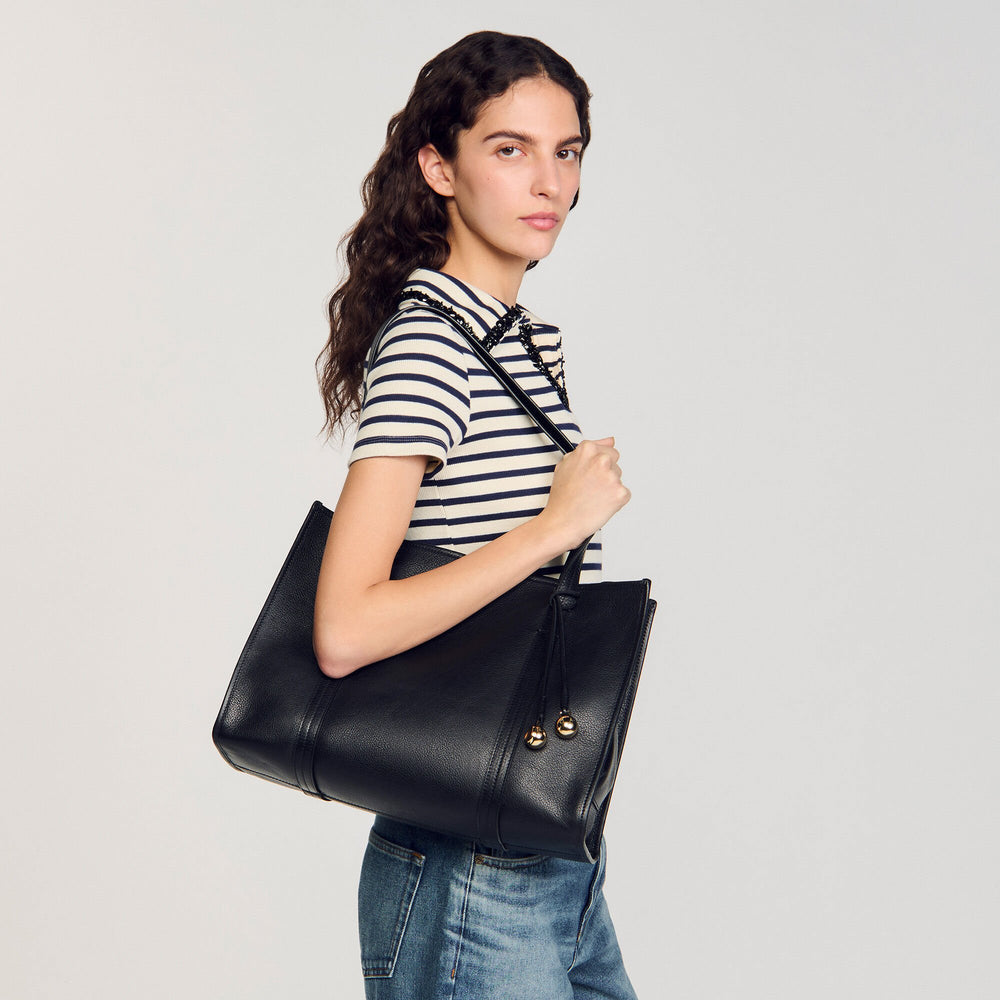 Sandro / Soft leather tote bag Black
