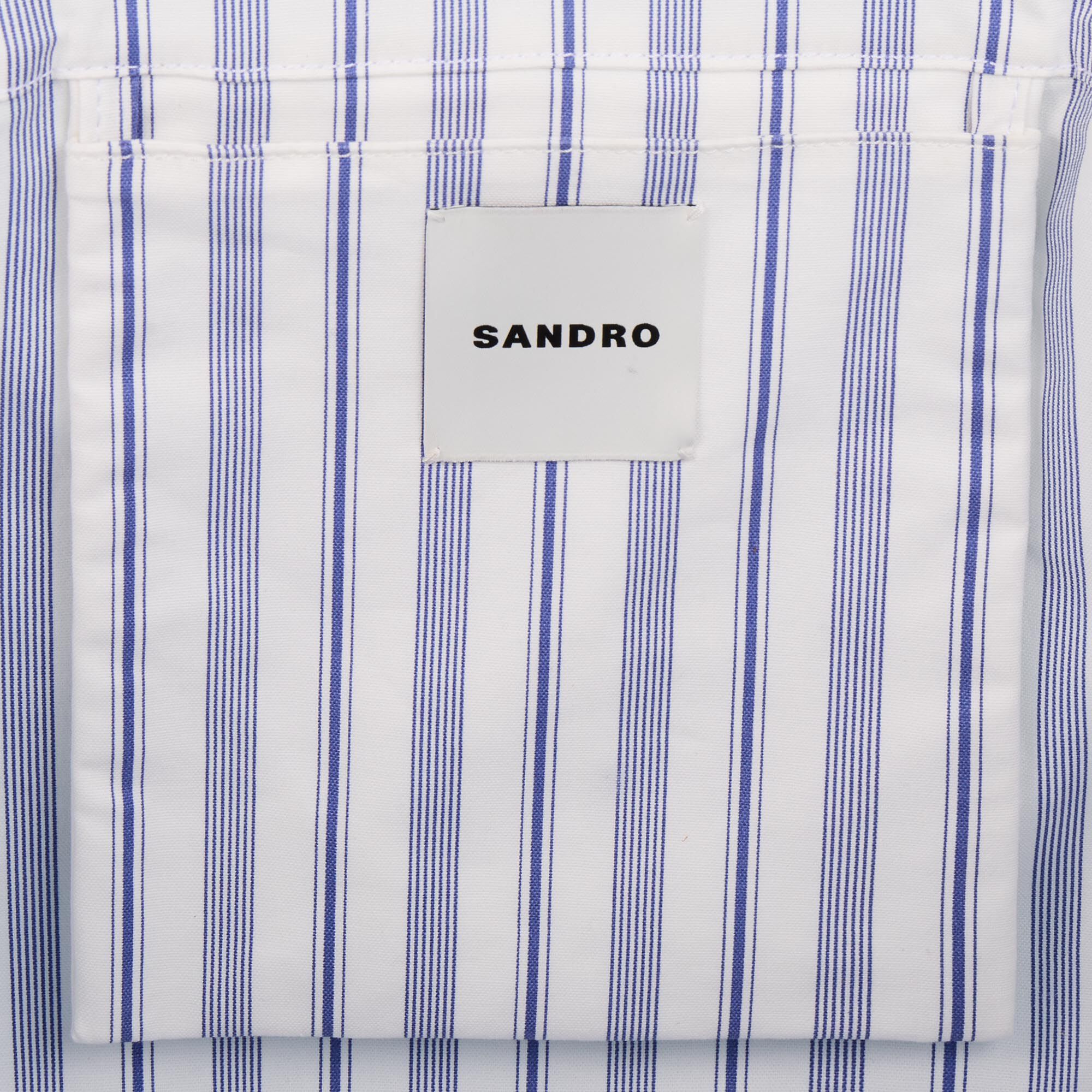 Sandro / Striped canvas tote bag Blue / Ecru