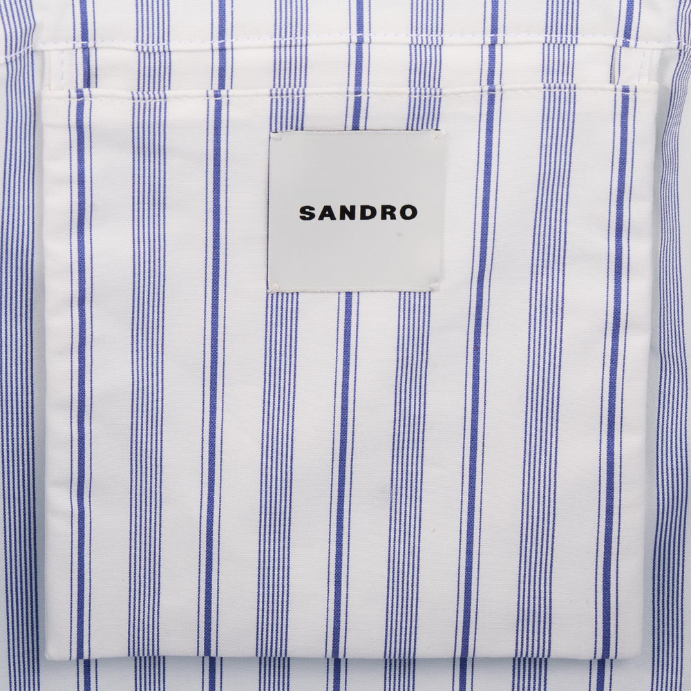 Sandro / Striped canvas tote bag Blue / Ecru