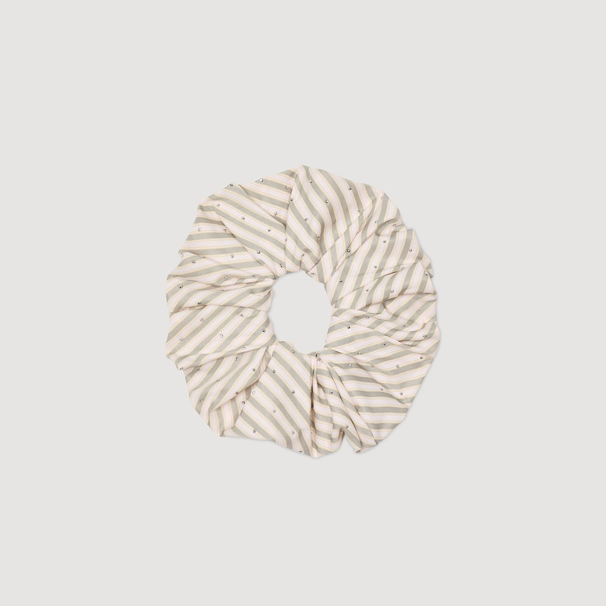Sandro / Rhinestone striped scrunchie Khaki / Pink