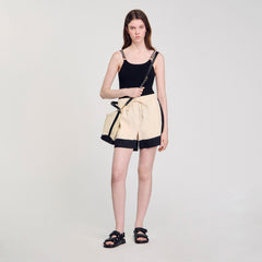 Sandro / Tangoso canvas bucket bag Ecru / Black