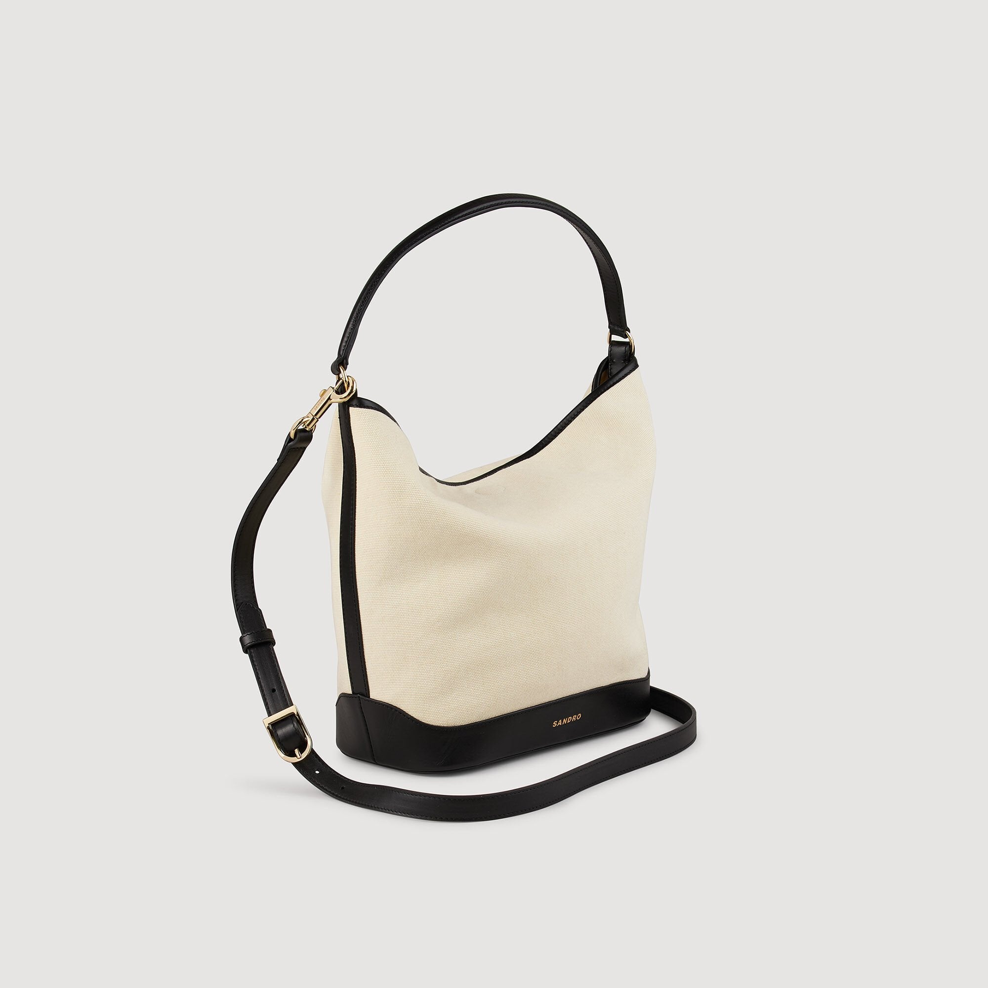Sandro / Tangoso canvas bucket bag Ecru / Black