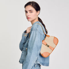 Sandro / Janet canvas and leather bag Beige