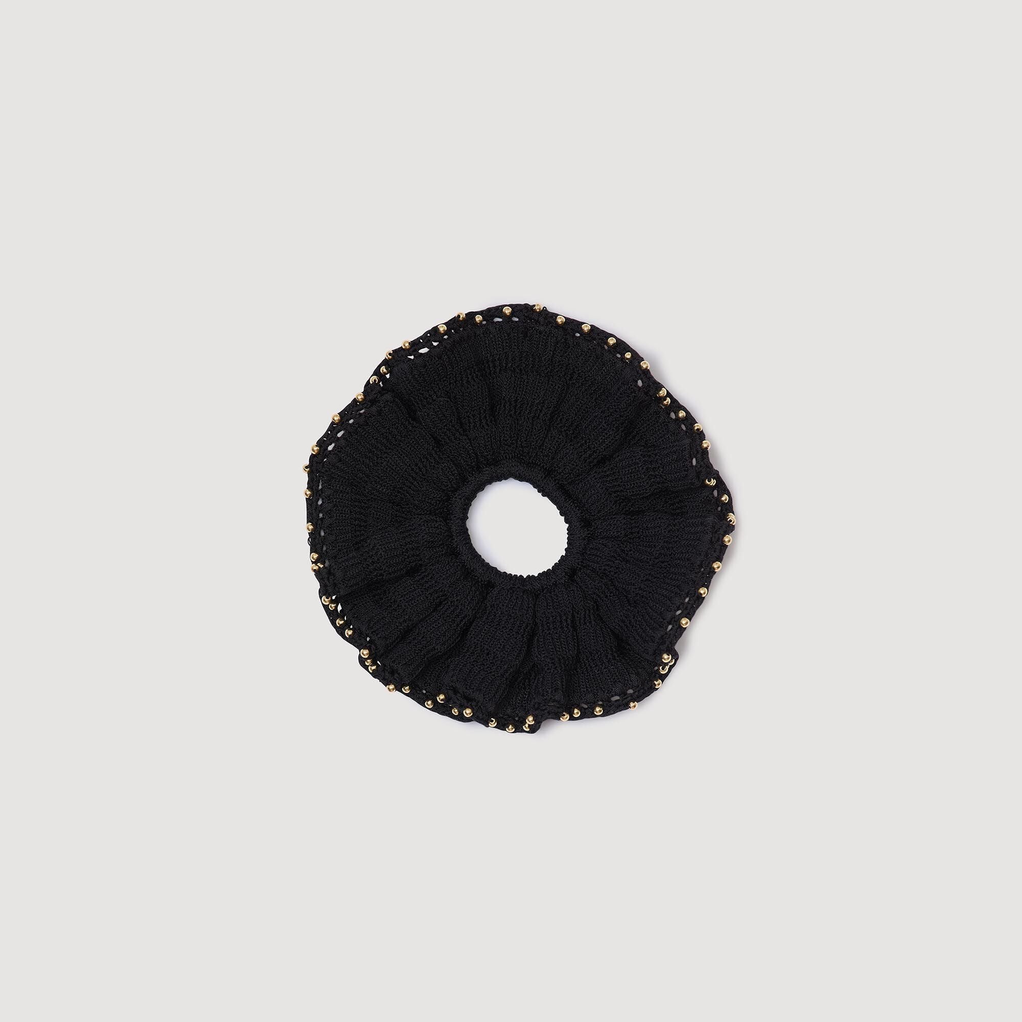 Sandro / Beaded crochet scrunchie Black