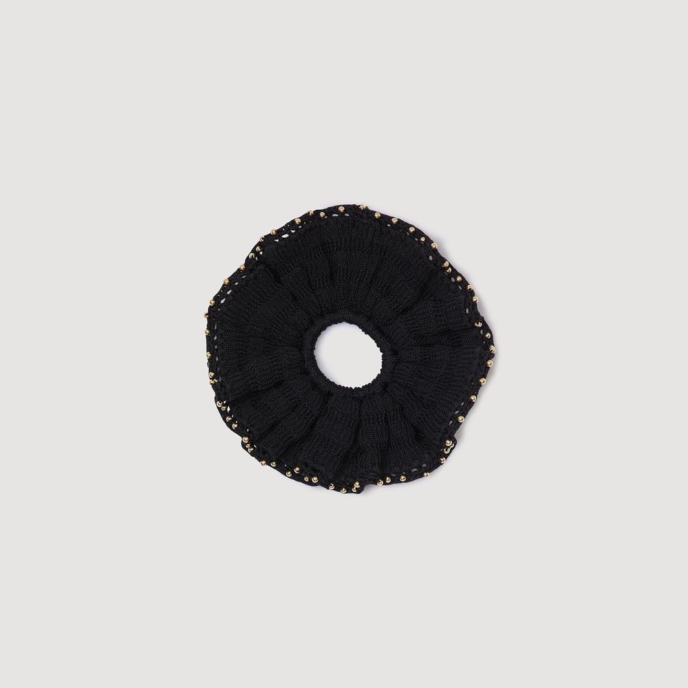 Sandro / Beaded crochet scrunchie Black