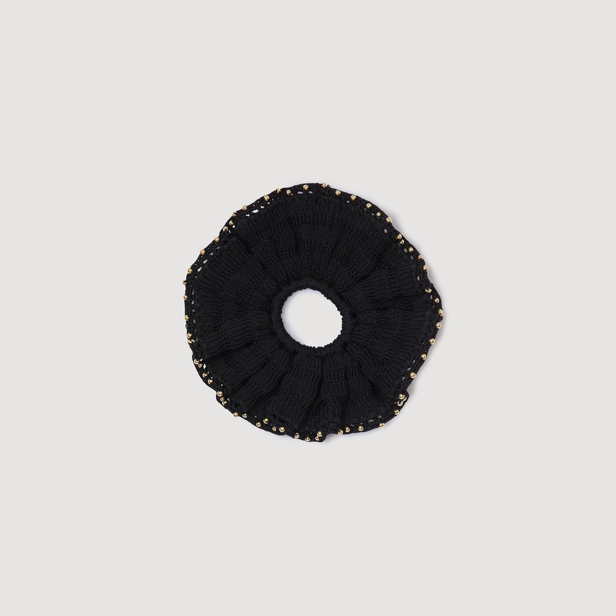 Sandro / Beaded crochet scrunchie Black