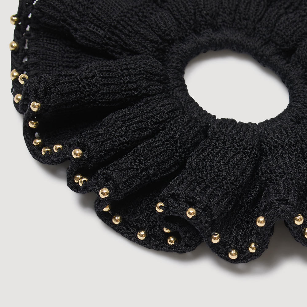 Sandro / Beaded crochet scrunchie Black
