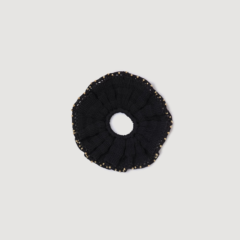 Sandro / Beaded crochet scrunchie Black