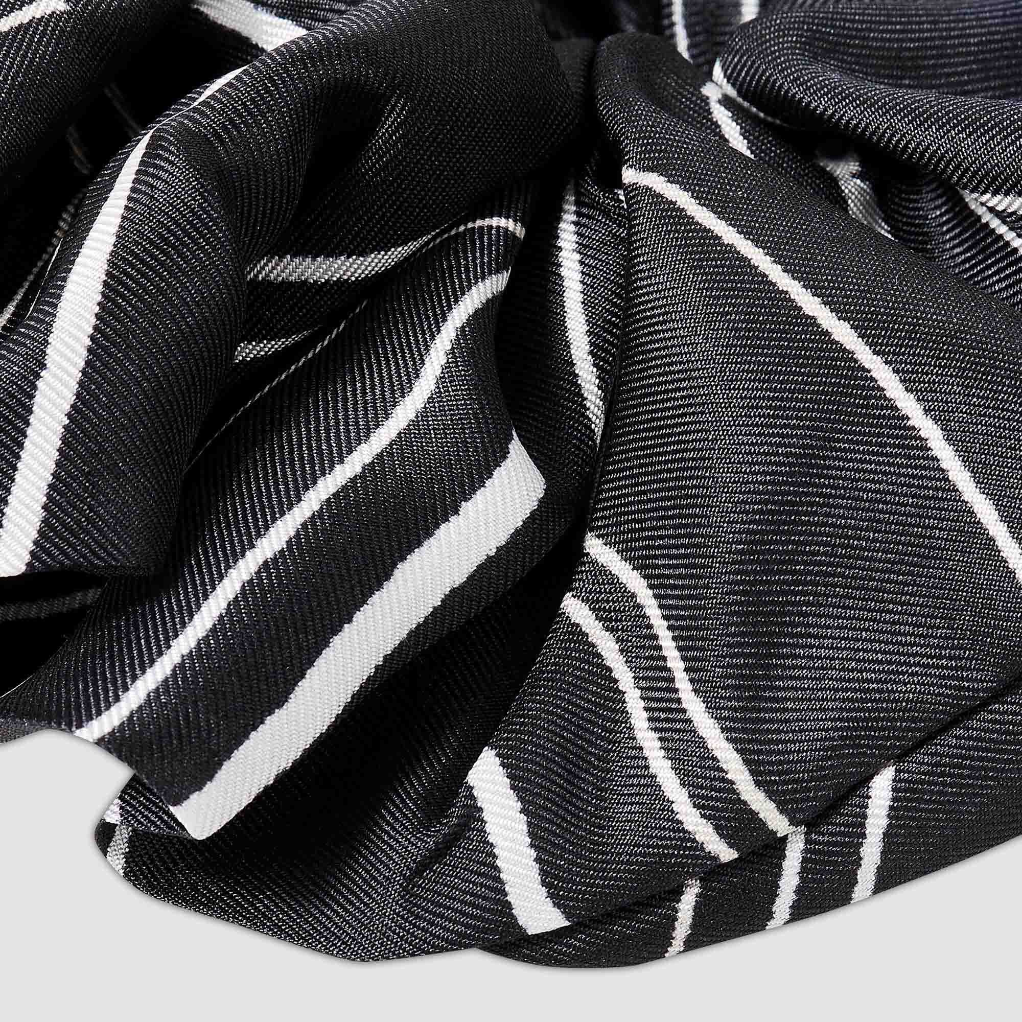 Sandro / Striped silk scrunchie Black