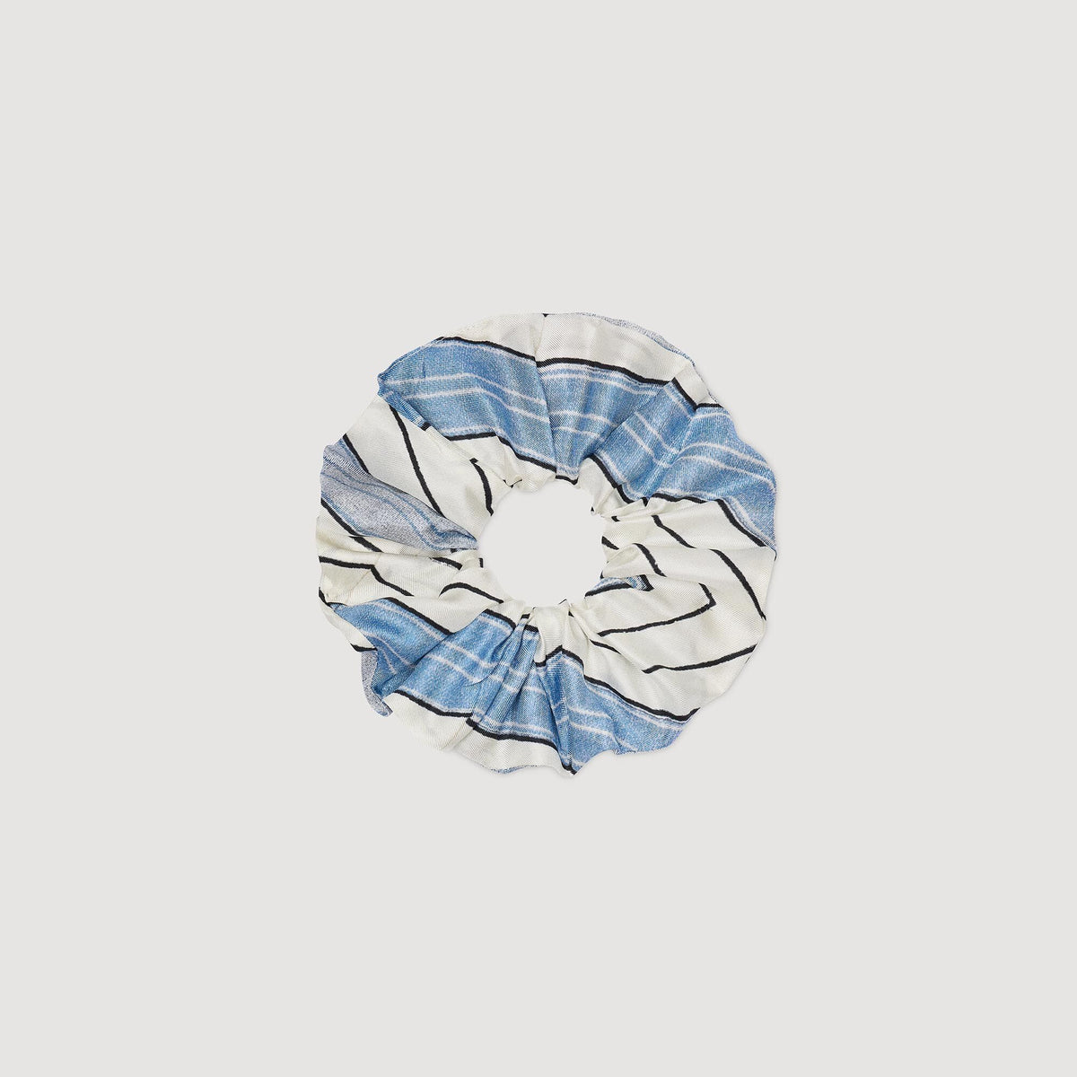 Sandro / Striped silk scrunchie Sky Blue