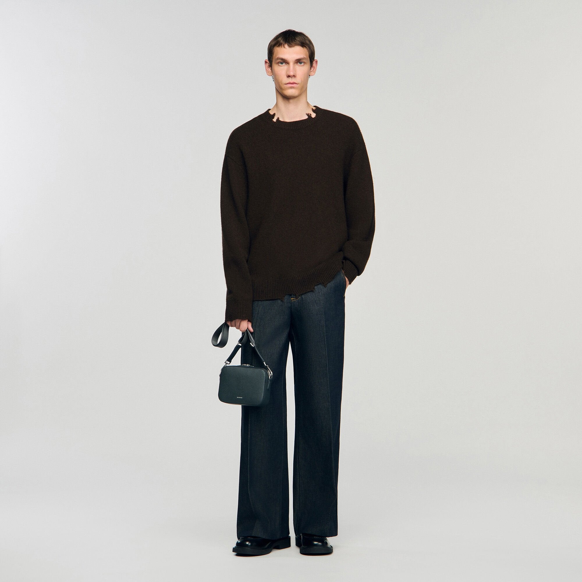Sandro / Small reconstituted leather bag Steel